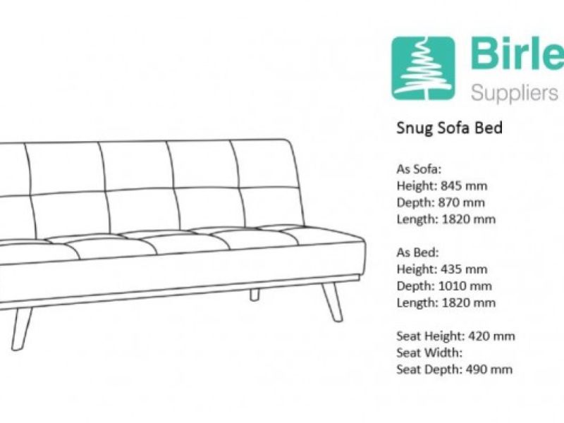 Birlea Snug Light Stone Grey Fabric Sofa Bed