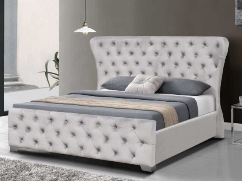 Sleep Design Bridewell 4ft6 Double Grey Velvet Bed Frame