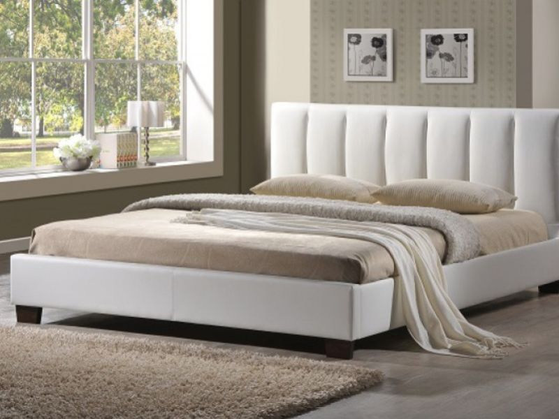 Limelight Pulsar White 4ft Small Double Faux Leather Bed Frame