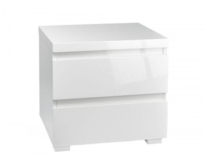 LPD Puro 2 Drawer Bedside In White Gloss