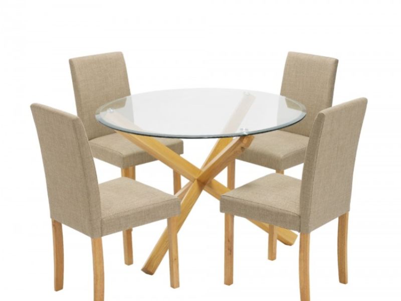 LPD Oporto Medium Size Dining Table Set With 4 Anna Beige Chairs