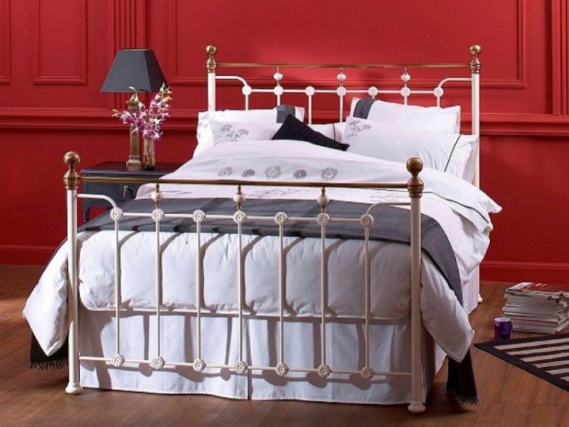 OBC Glenholm 4ft 6 Double Glossy Ivory Metal Bed Frame