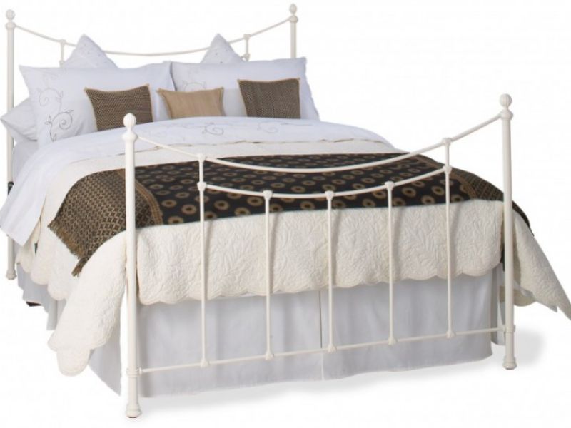 OBC Winchester 4ft Small Double Glossy Ivory Metal Headboard