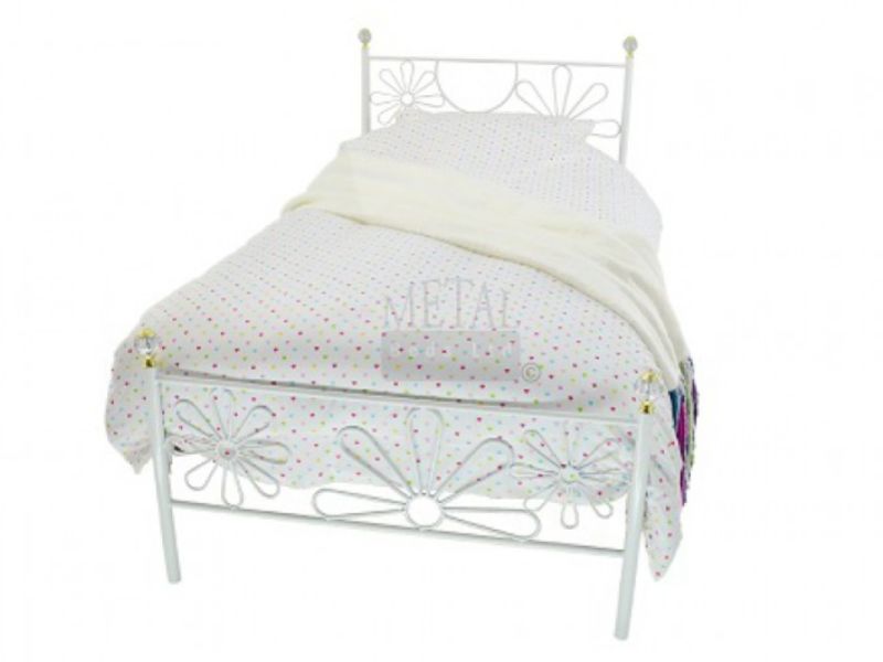 Metal Beds Daisy 3ft (90cm) Single White Metal Bed Frame