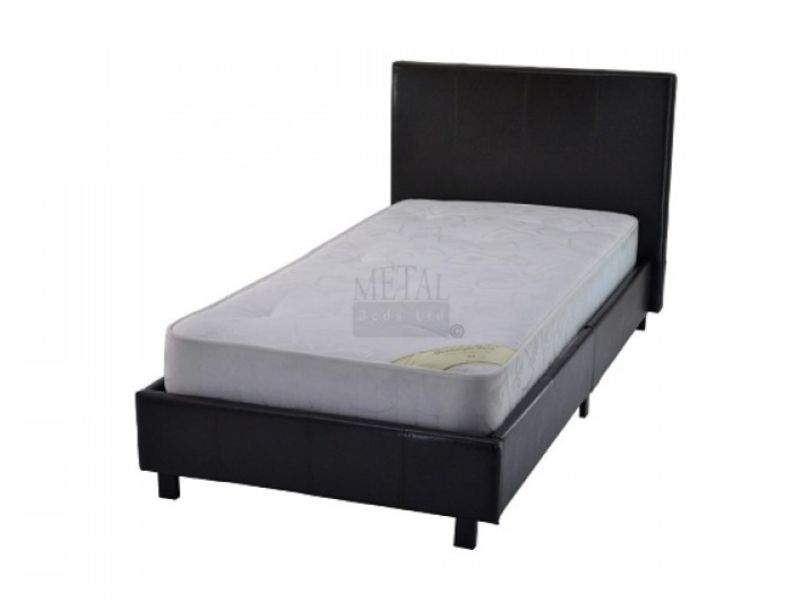 Metal Beds New York 3ft (90cm) Single Brown Faux Leather Bed Frame