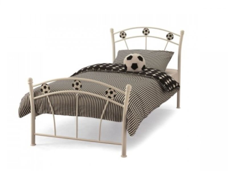 Serene Soccer 2ft6 Small Single White Metal Bed Frame