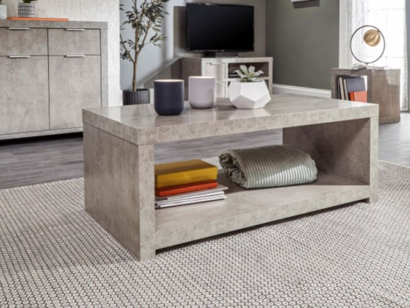 GFW Bloc Coffee Table With Shelf In Concrete Grey