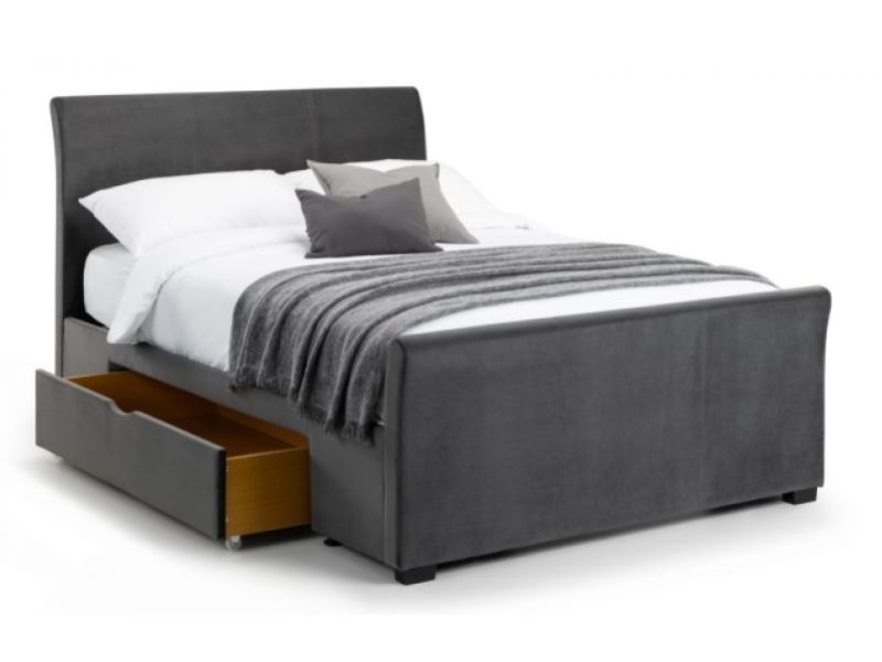 Julian Bowen Capri 5ft Kingsize Dark Grey Velvet Fabric Storage Bed