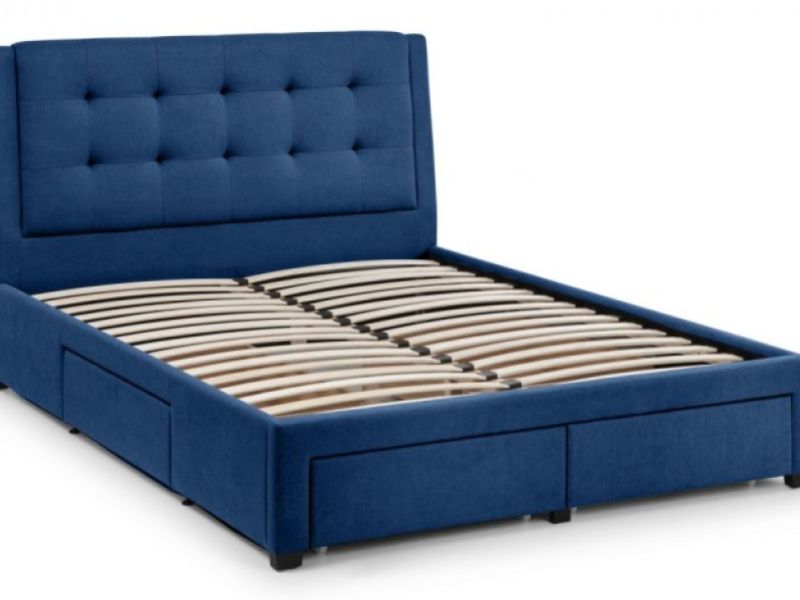Julian Bowen Fullerton 5ft Kingsize Blue Fabric Storage Bed Frame