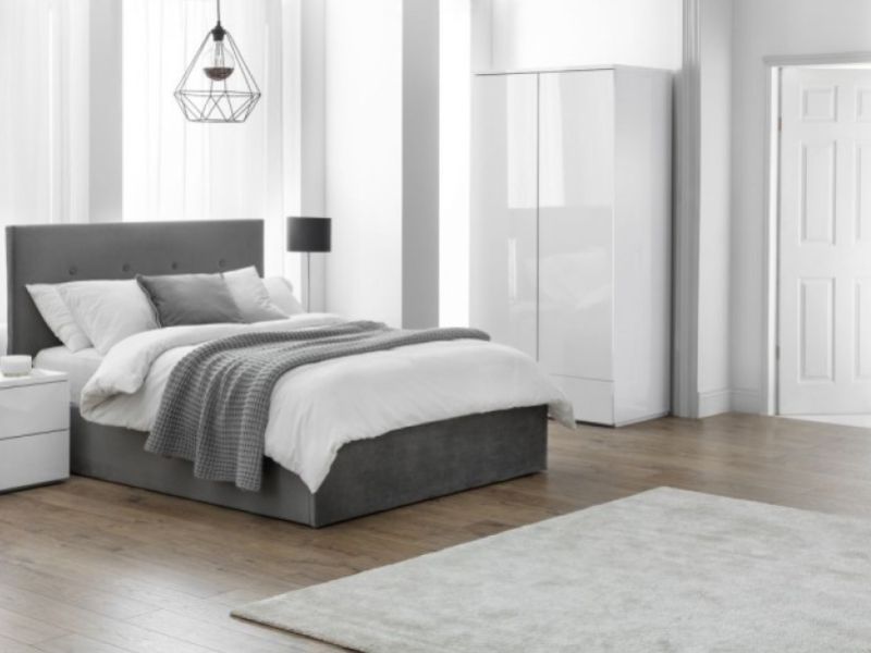 Julian Bowen Shoreditch 5ft Kingsize Grey Fabric Ottoman Bed Frame