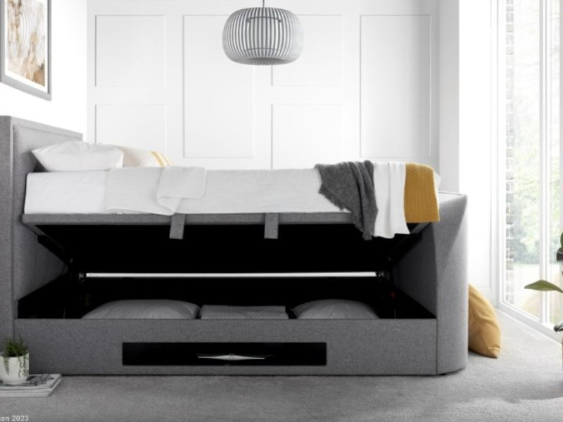 Kaydian Falmer 6ft Super Kingsize Marbella Grey Fabric Ottoman TV Bed