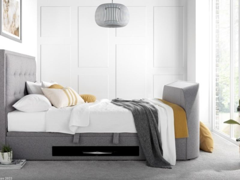 Kaydian Falmer 6ft Super Kingsize Marbella Grey Fabric Ottoman TV Bed