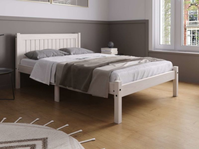 Birlea Rio 4ft Small Double White Washed Pine Wooden Bed Frame