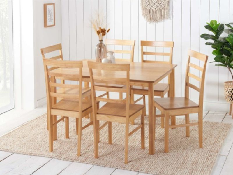 Birlea Cottesmore Rectangular Dining Set With 6 Upton Chairs In Oak