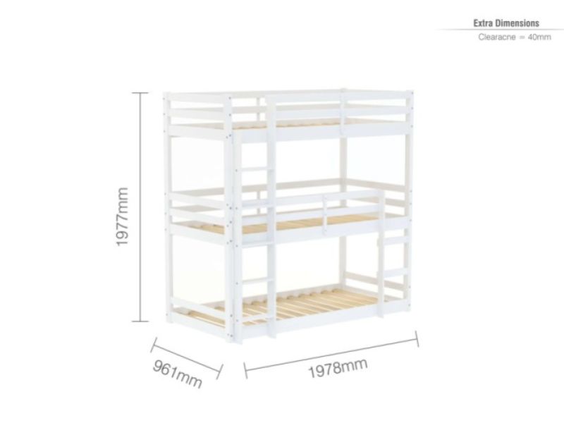 Birlea Tressa 3ft Single White Wooden Triple Bunk Bed