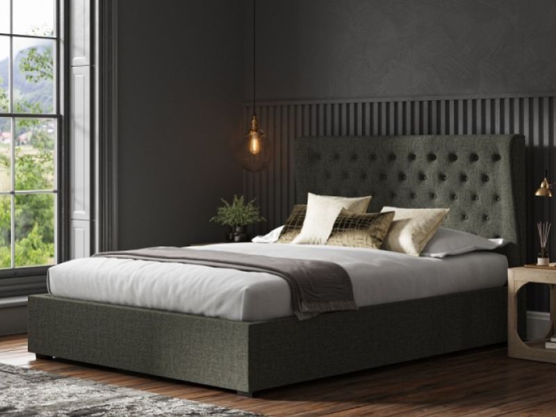 Emporia Hampstead 5ft Kingsize Grey Fabric Ottoman Bed