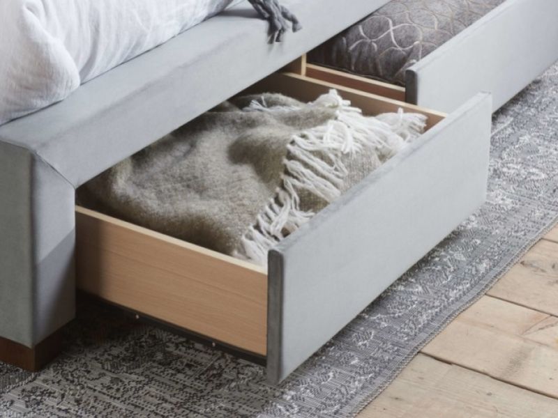 Birlea Hope 5ft Kingsize Grey Velvet Fabric Bed Frame With Drawers