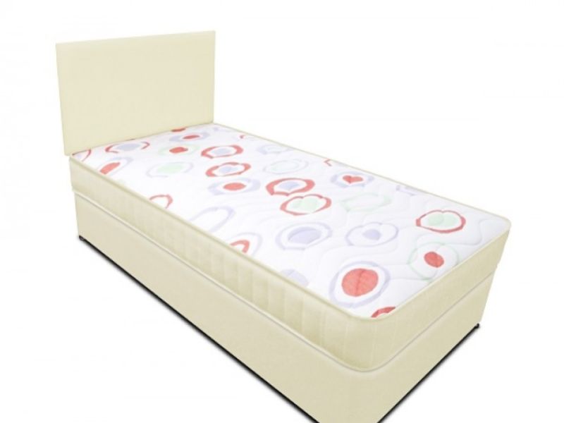 Joseph Planet Cream 2ft 6 Small Single Open Coil (Bonnell) Spring Divan Bed WITH FREE HEADBOARD