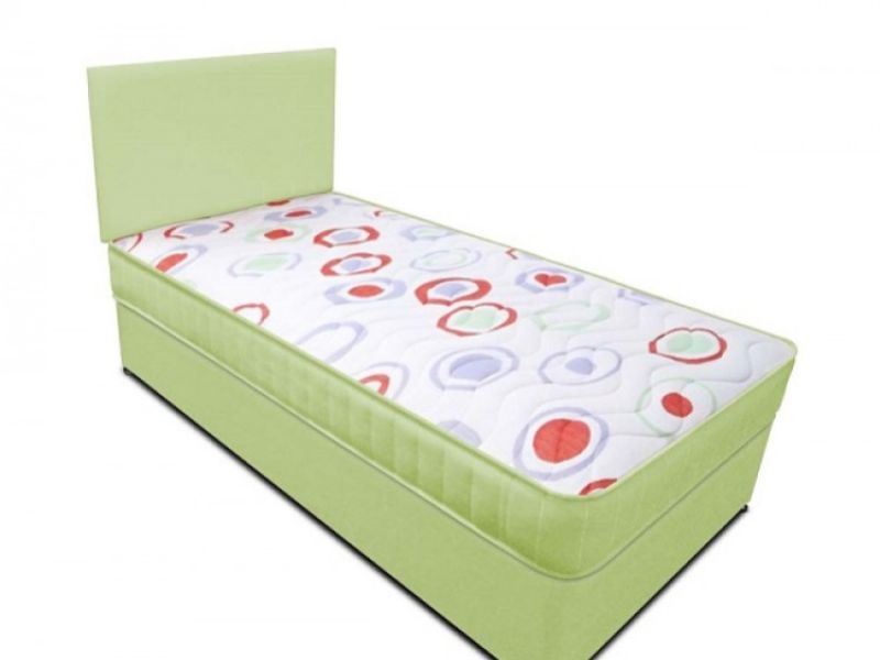 Joseph Planet Lime 3ft Single Open Coil (Bonnell) Spring Divan Bed WITH FREE HEADBOARD