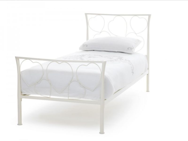 Serene Chloe 3ft Single Ivory Gloss Metal Bed Frame
