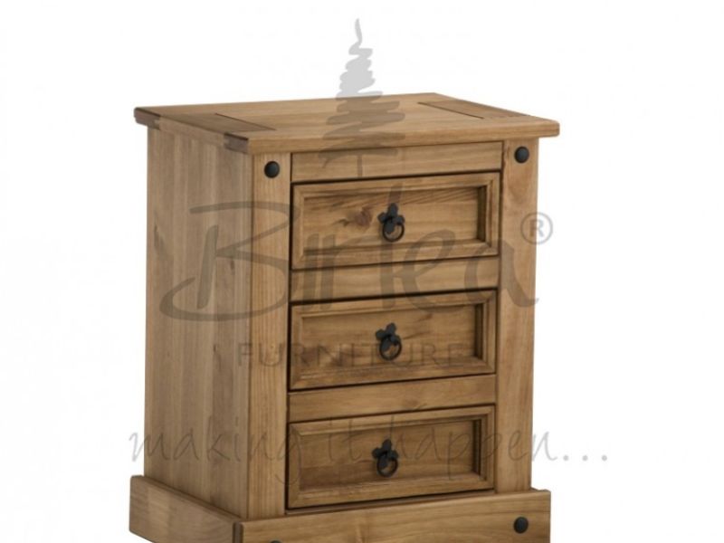 Birlea Corona Pine 3 Drawer Bedside Cabinet