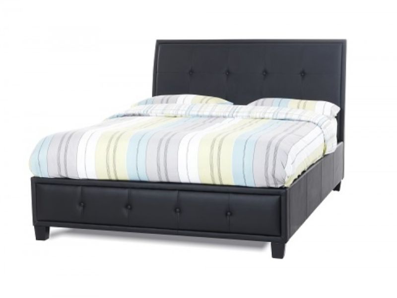 Serene Catania 4ft6 Double Black Faux Leather Bed Frame