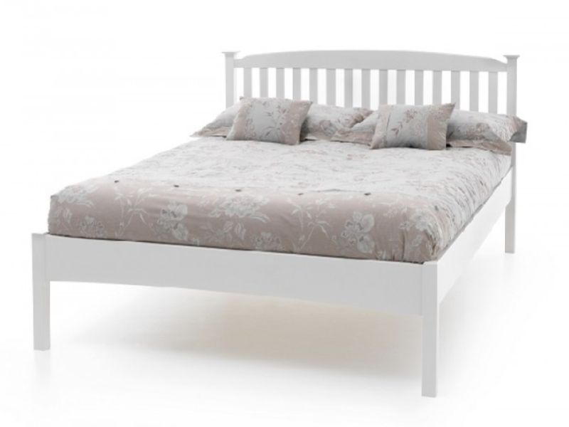 Serene Eleanor 5ft King Size White Wooden Bed Frame with Low Footend