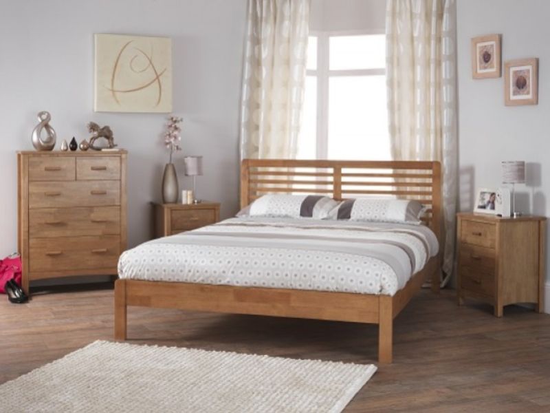 Serene Esther 4ft Small Double Oak Finish Wooden Bed Frame