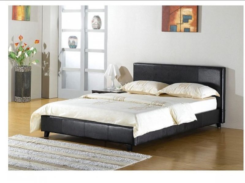 GFW Maine 5ft Kingsize Black Faux Leather Bed Frame