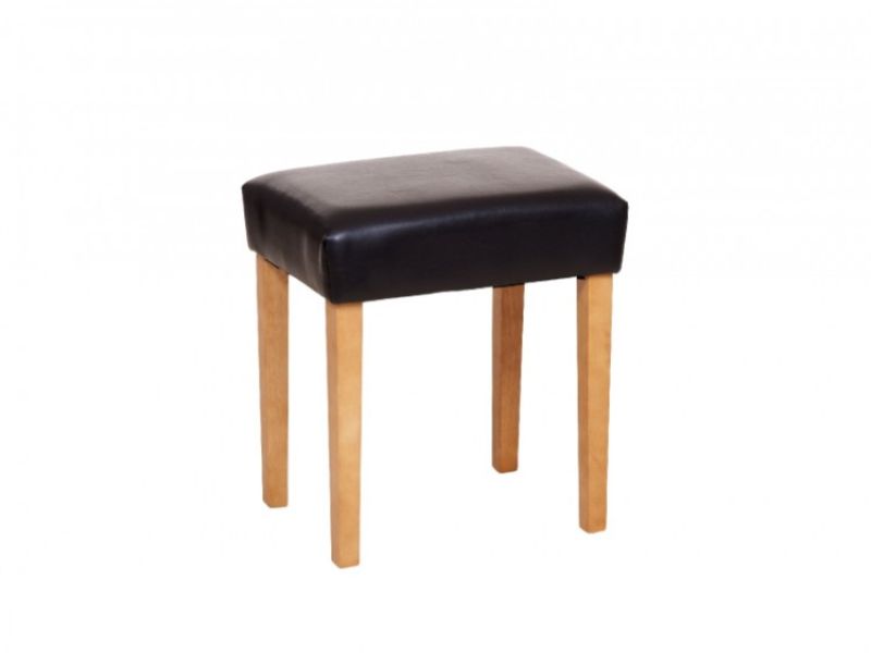 Core Milano Brown Faux Leather Stool With Light Wood Legs