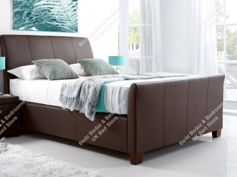 Kaydian Allendale 4ft6 Double Brown Leather Ottoman Storage Bed