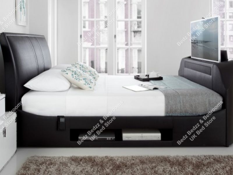 Kaydian Maximus 5ft Kingsize Black Leather TV Bed