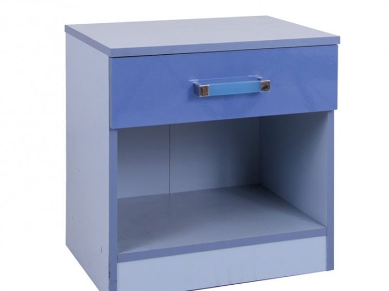 GFW Ottawa 2 Tones Gloss Blue 1 Drawer Bedside Cabinet