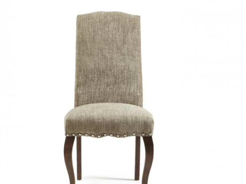 Serene Kensington Bark Fabric Dining Chairs With Walnut Legs (Pair)