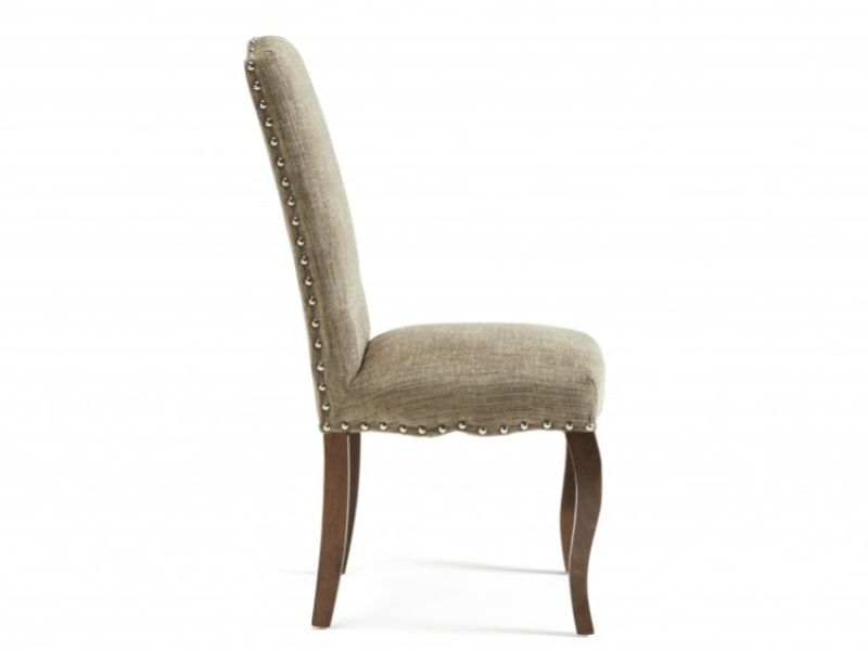 Serene Kensington Bark Fabric Dining Chairs With Walnut Legs (Pair)