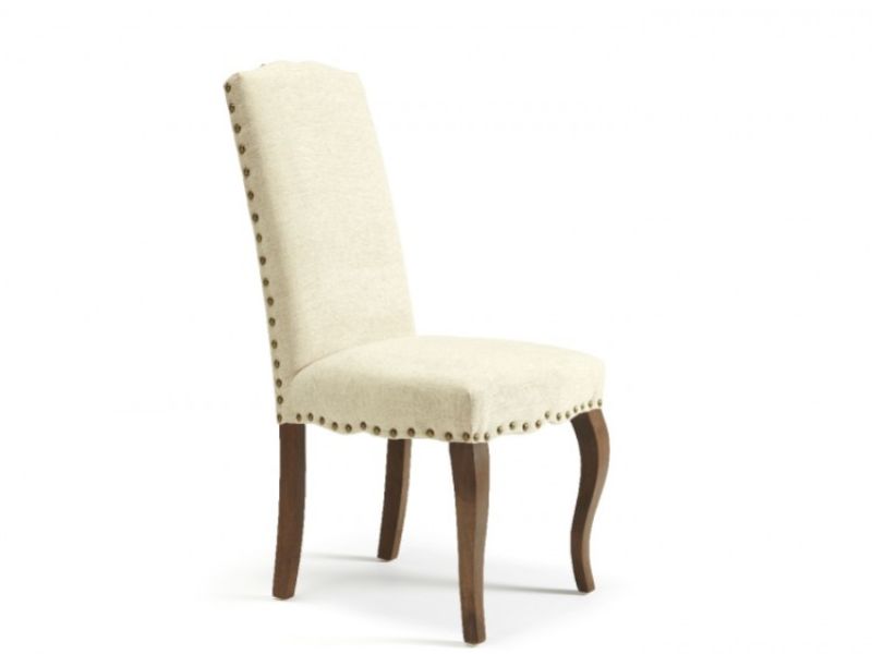 Serene Kensington Pearl Fabric Dining Chairs With Walnut Legs (Pair)