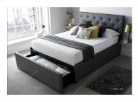 Kaydian Corbridge 4ft6 Double Grey Leather Bed Thumbnail