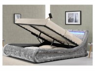 Sleep Design Madrid 3ft Single Silver Crushed Velvet Ottoman Bed Frame With LED Lights Thumbnail