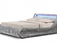 Sleep Design Madrid 5ft Kingsize Silver Crushed Velvet Ottoman Bed Frame With LED Lights Thumbnail