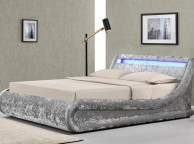 Sleep Design Madrid 4ft6 Double Silver Crushed Velvet Ottoman Bed Frame With LED Lights Thumbnail