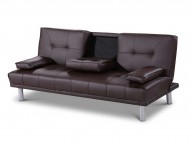 Sleep Design Manhattan Brown Faux Leather Sofa Bed Thumbnail