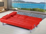 Sleep Design Manhattan Red Faux Leather Sofa Bed With Bluetooth Speakers Thumbnail