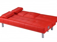 Sleep Design Manhattan Red Faux Leather Sofa Bed With Bluetooth Speakers Thumbnail
