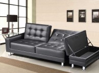 Sleep Design Knightsbridge Black Faux Leather Sofa Bed With Storage Thumbnail