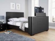 GFW Newark 4ft6 Double Black Faux Leather Electric TV Bed Frame Thumbnail