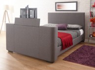 GFW Newark 4ft6 Double Grey Fabric Electric TV Bed Frame Thumbnail
