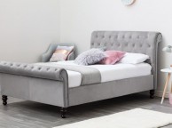 Sleep Design Lambeth 4ft6 Double Grey Velvet Sleigh Bed Frame Thumbnail
