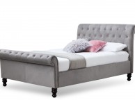 Sleep Design Lambeth 4ft6 Double Grey Velvet Sleigh Bed Frame Thumbnail