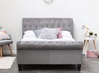 Sleep Design Lambeth 5ft Kingsize Grey Velvet Ottoman Sleigh Bed Frame Thumbnail