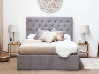 Sleep Design Eltham 5ft Kingsize Grey Velvet Fabric Bed Frame Thumbnail